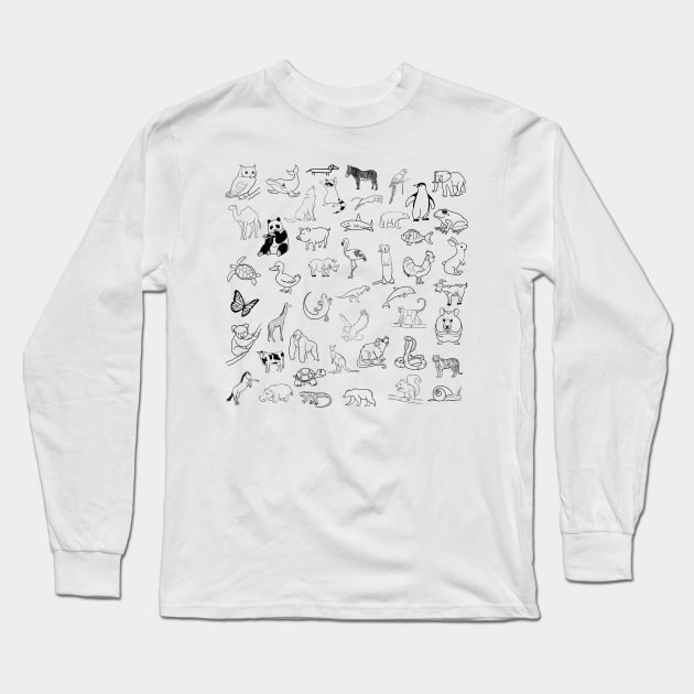 Many different stick figure animals Long Sleeve T-Shirt by WelshDesigns